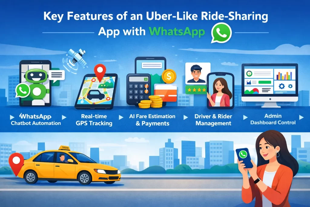 Key Features of an Uber-Like Ride-Sharing App with WhatsApp