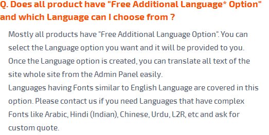 Does all product have Free Additional Language* Option
