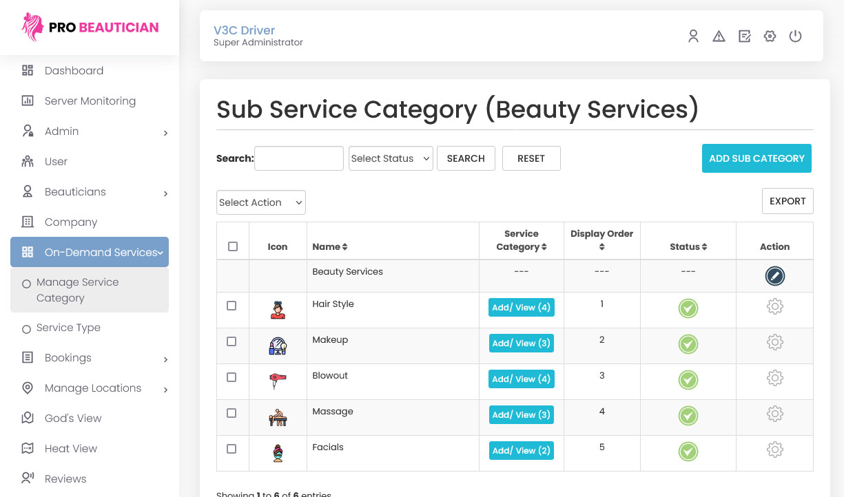 Sub Service Category