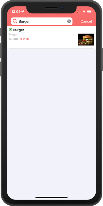 user search food items