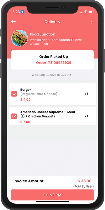 delivery driver pickup order