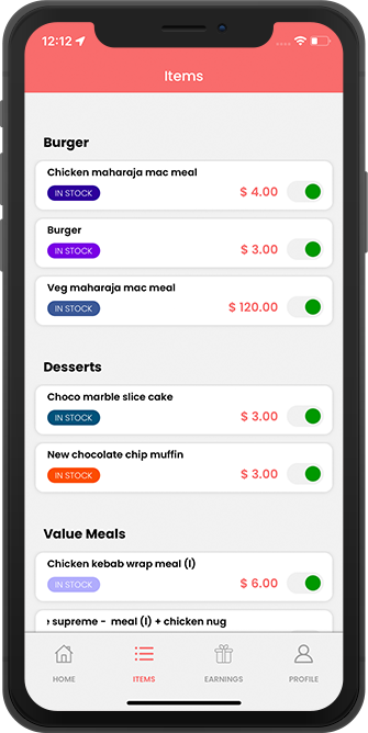 Stores manage menu section