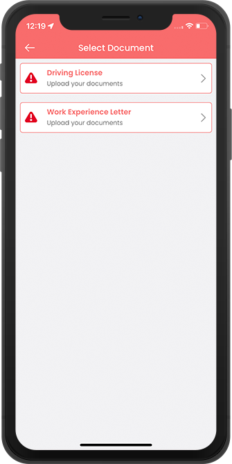 driver select necessary documents