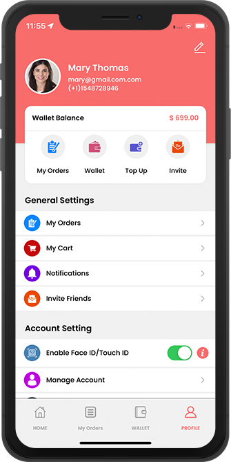 user app menu