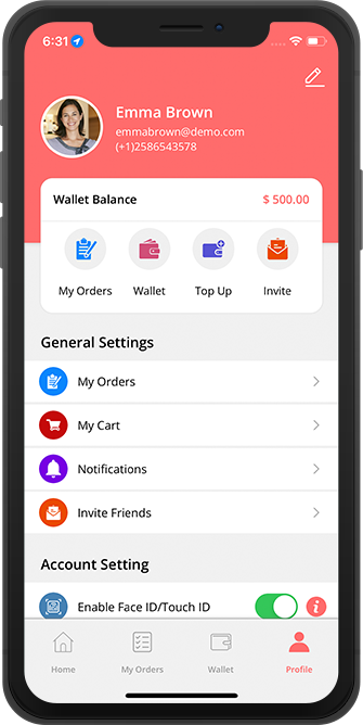 user app menu