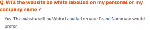 Will the website be white labelled on my personal or my company name?