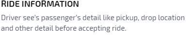 Ride information