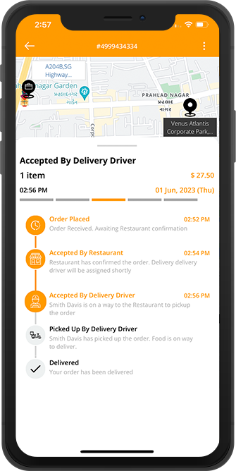 user see assigned driver for pickup of order