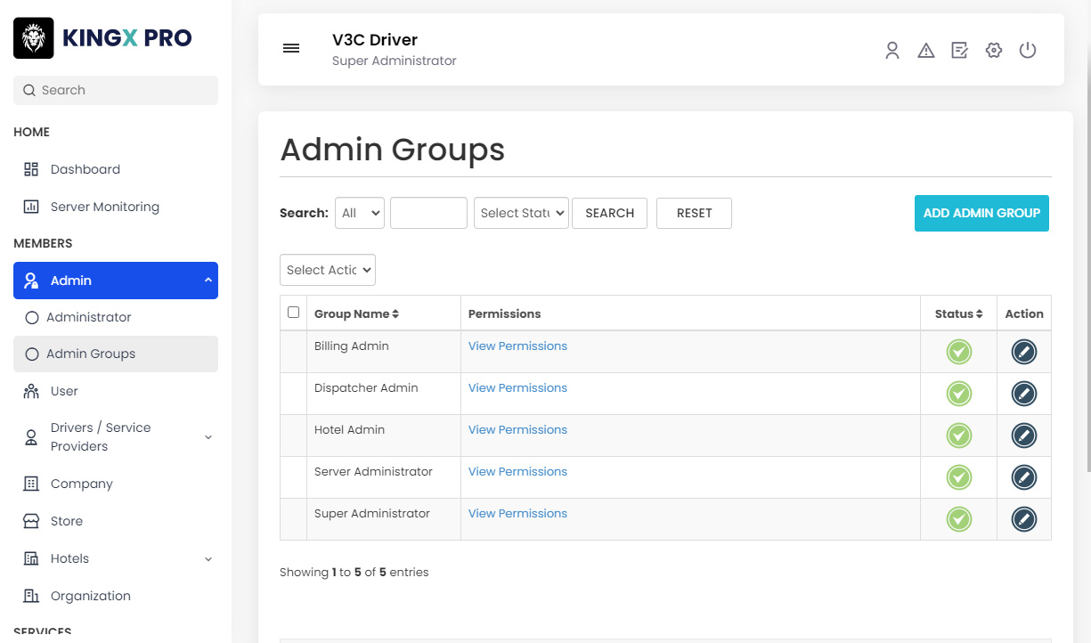 Admin Groups Management