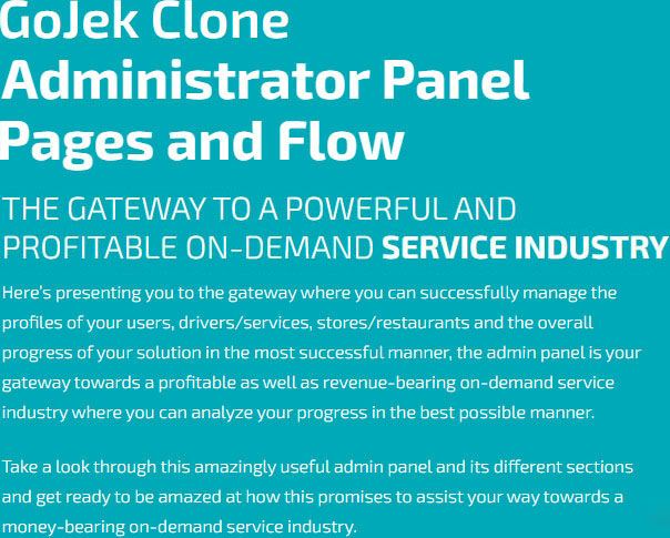 gojek clone admin panel