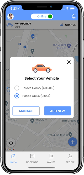 select vehicle type
