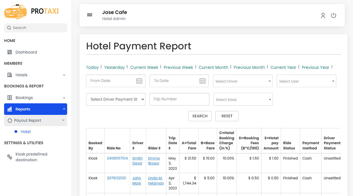 Trip invoice