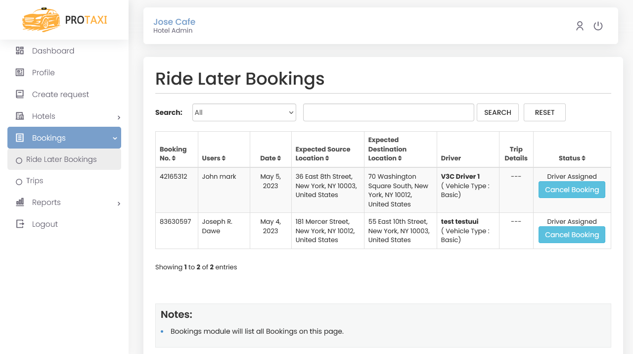 Ride Later Bookings