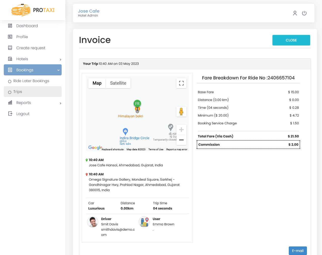 Trip invoice