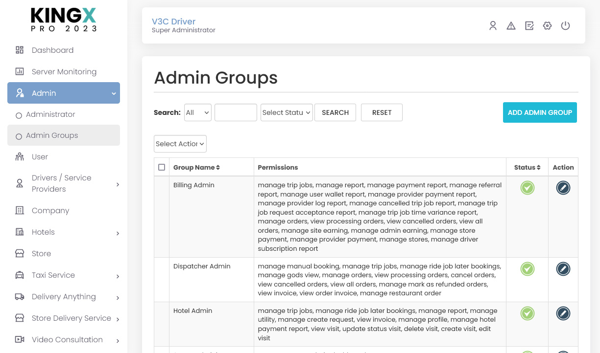 Admin Groups Management