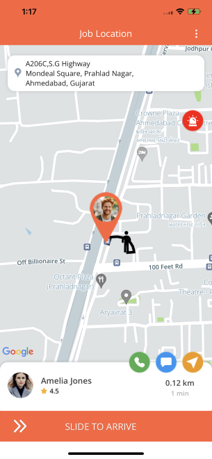 maid arrived at location