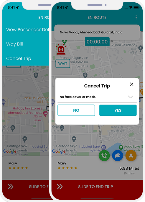 Driver login and registration screen