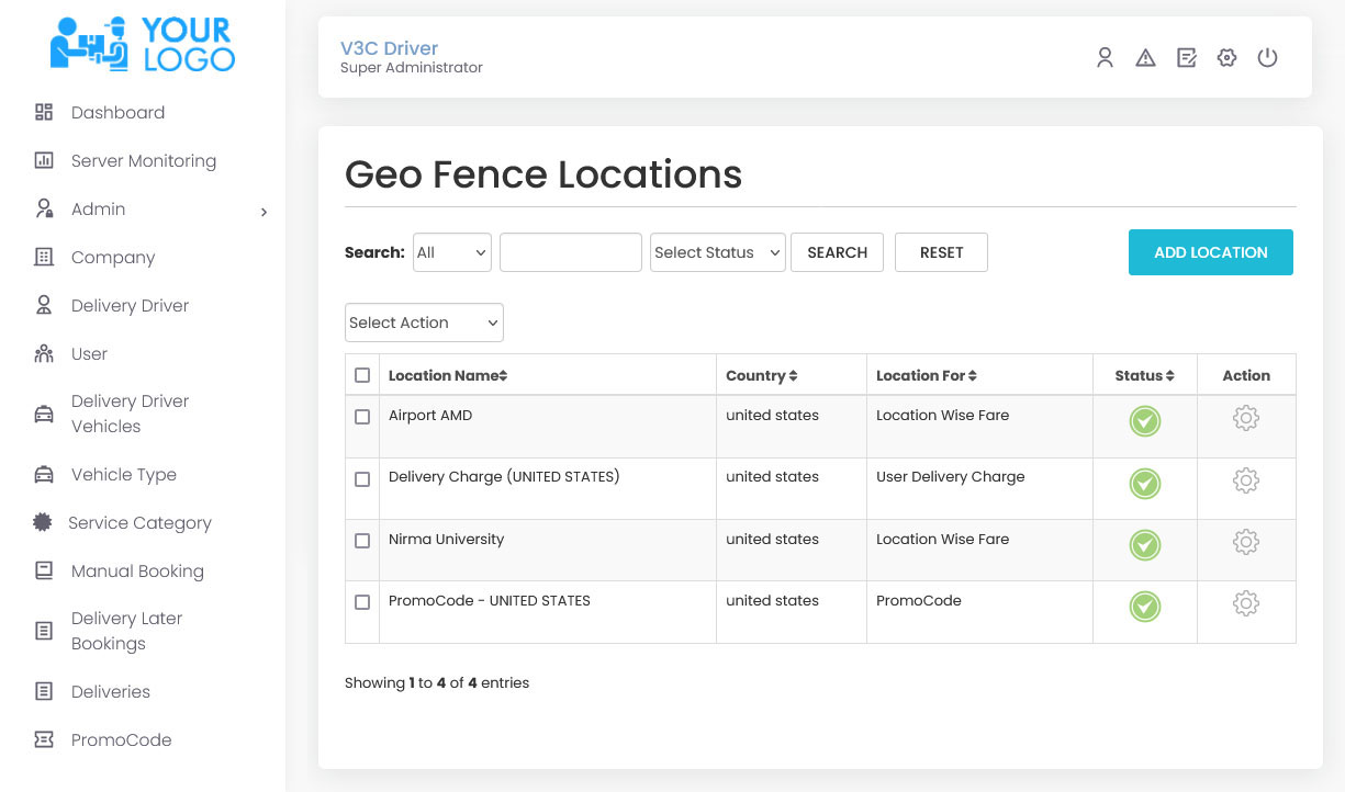 Geo Fence Locations