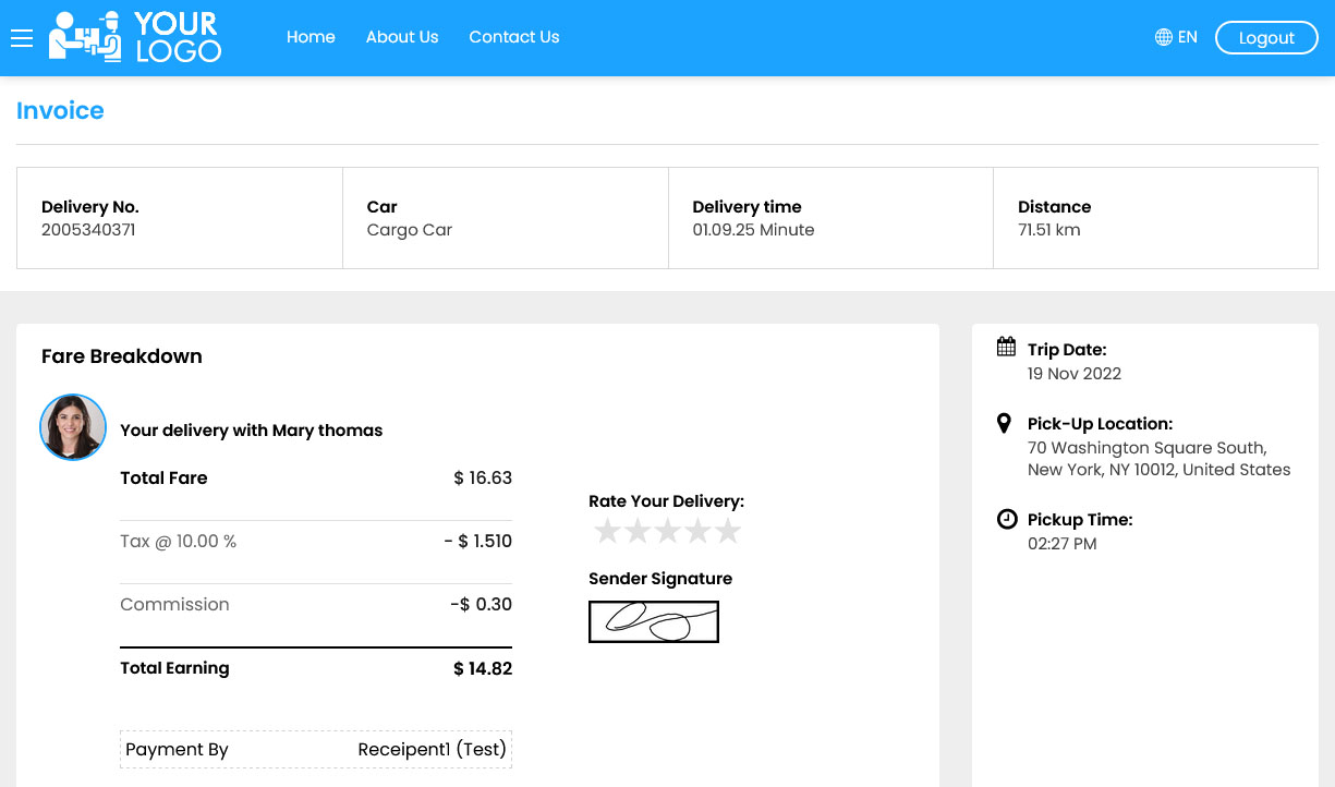 Delivery Invoice