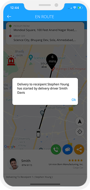 process of delivery started