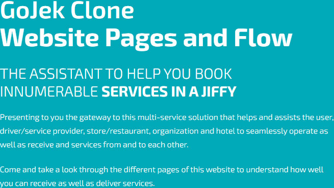 gojek clone website pages