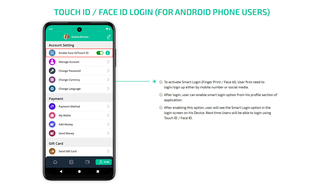 touch id / face id login