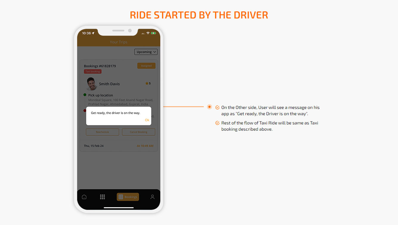 ride started by the driver
