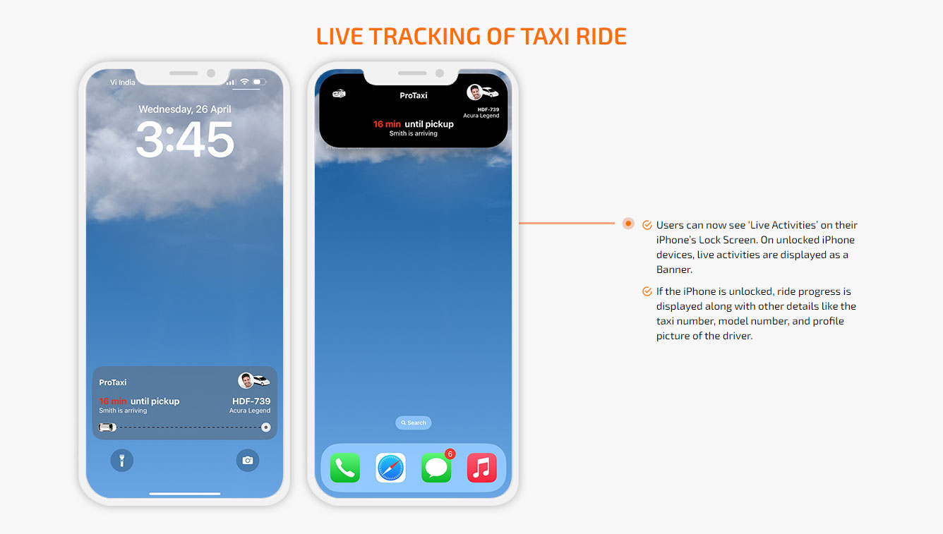 live tracking of taxi ride