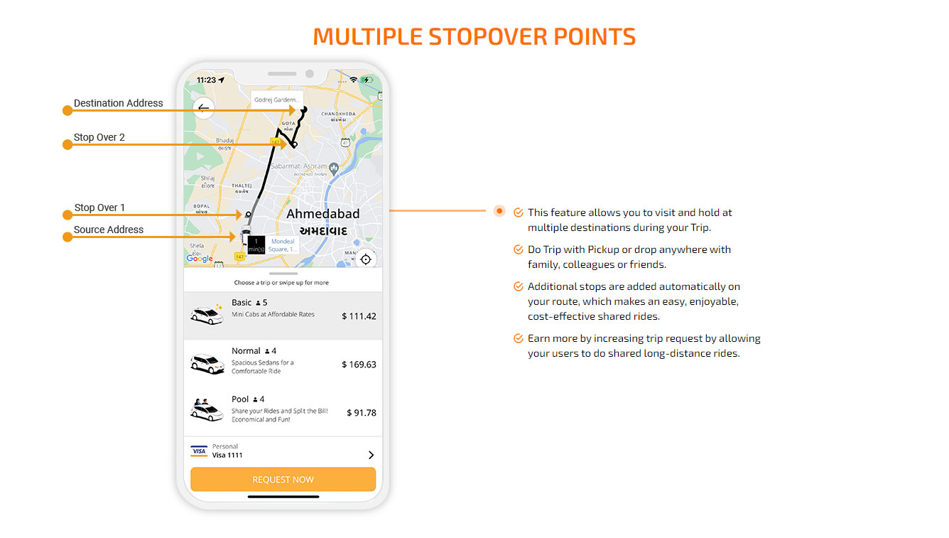 multiple stop over points