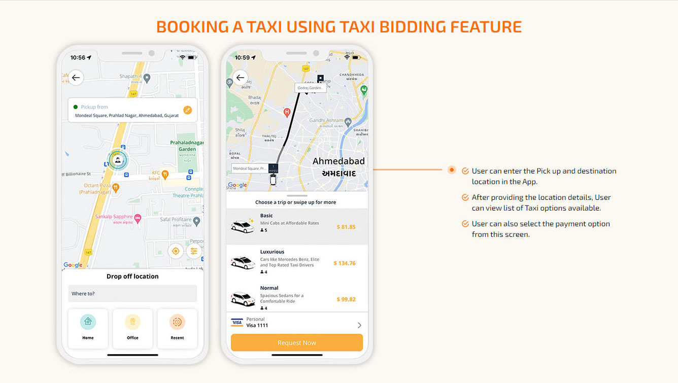 ride booking using bidding feature