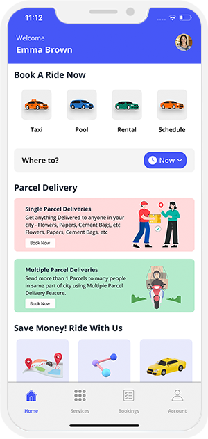 Ride Plus Delivery Main Landing Screen