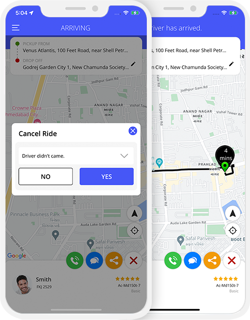 user app login and registration screen
