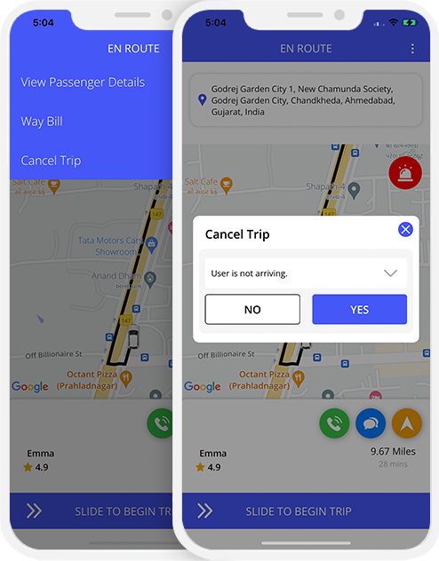 Driver login and registration screen