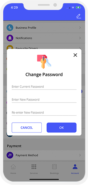 Change Password Screen