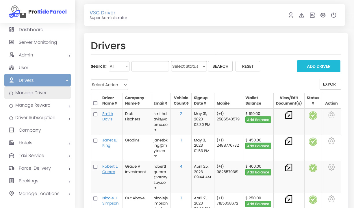 Manage Drivers