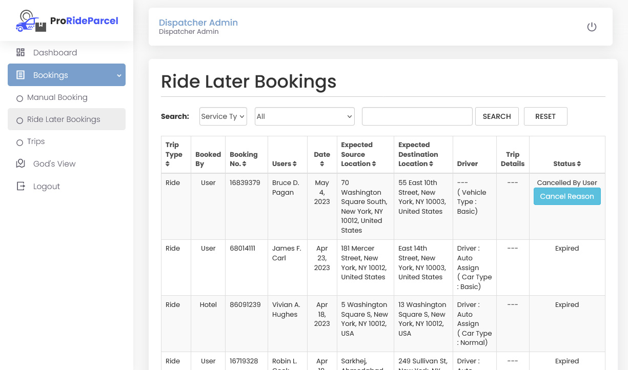 Ride/Job Later Booking