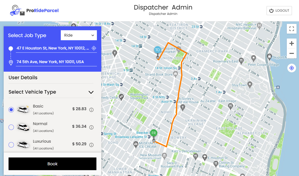 TAXI MANUAL DISPATCH PANEL