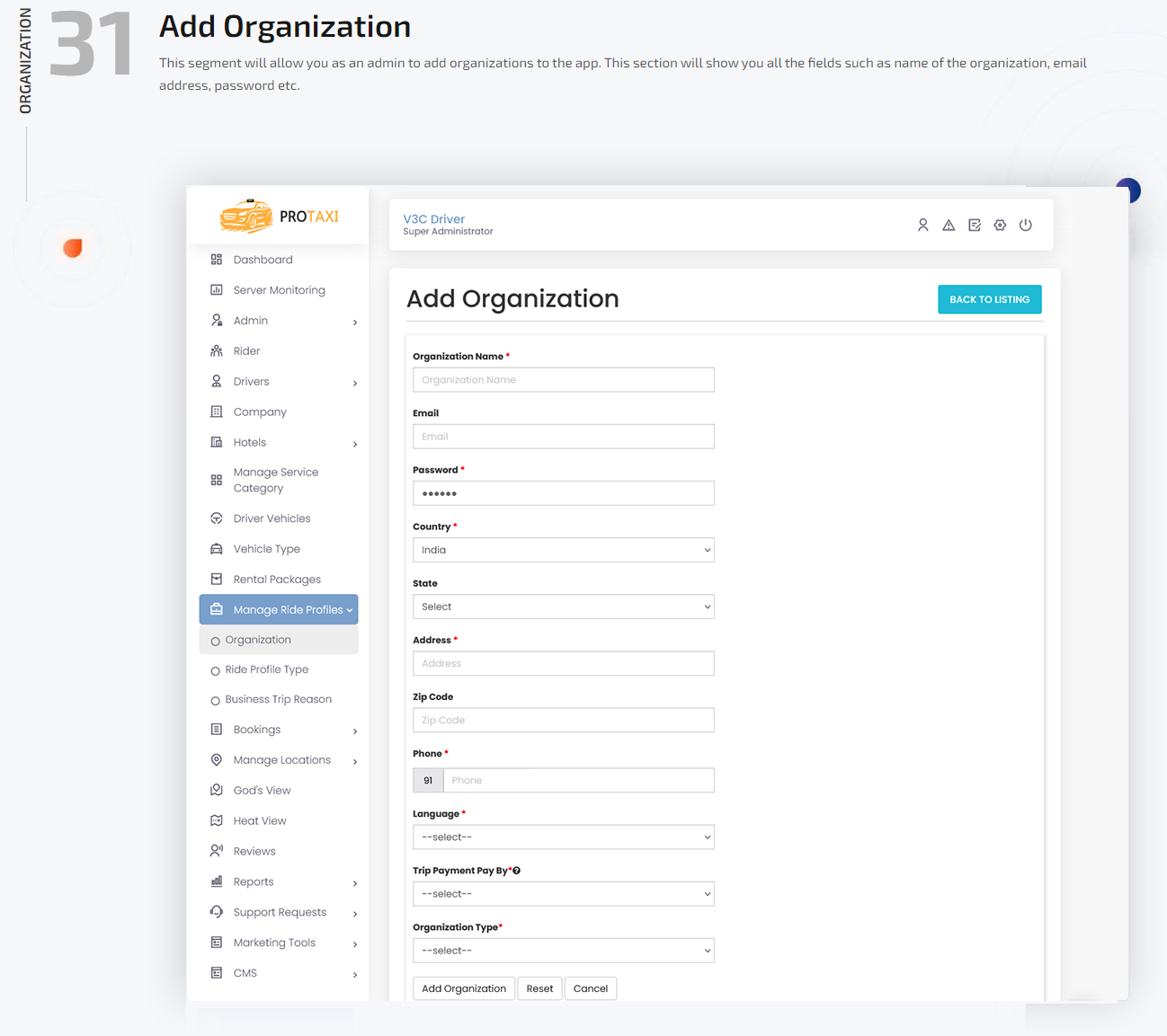 Add organization