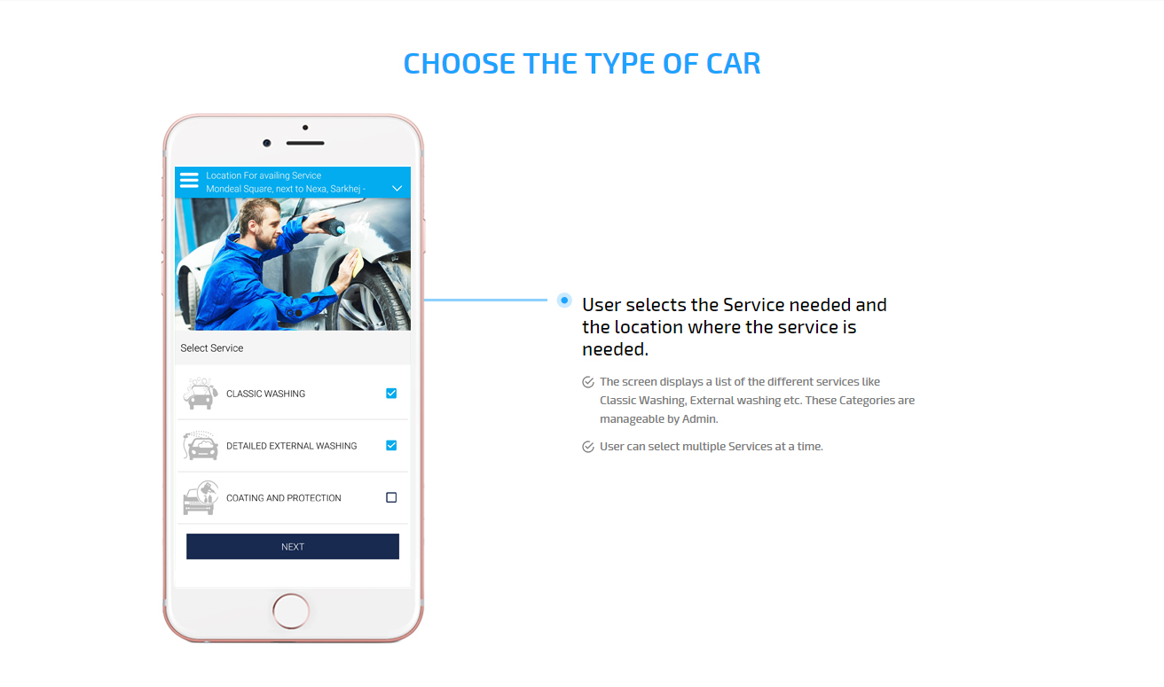 On demand car wash app, Mobile car detailing app, Washos clone
