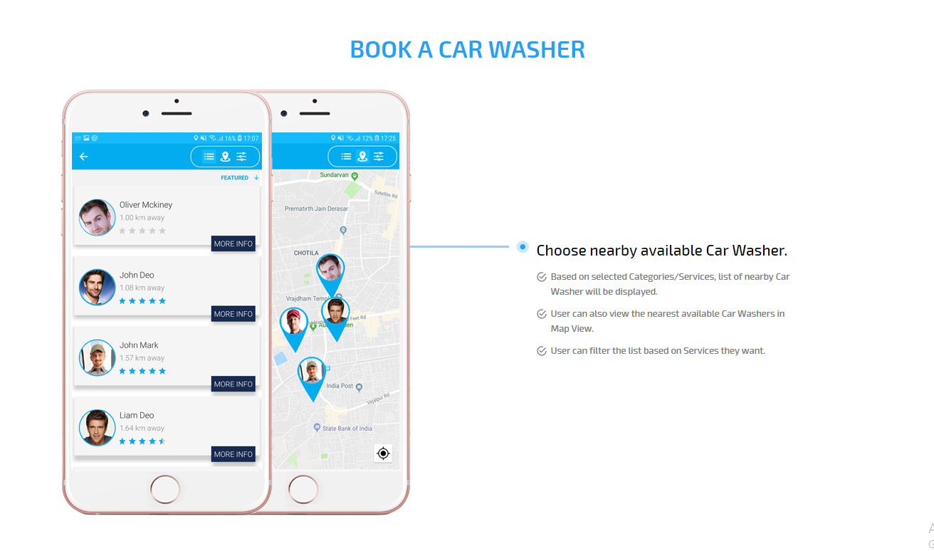 On demand car wash app, Mobile car detailing app, Washos clone