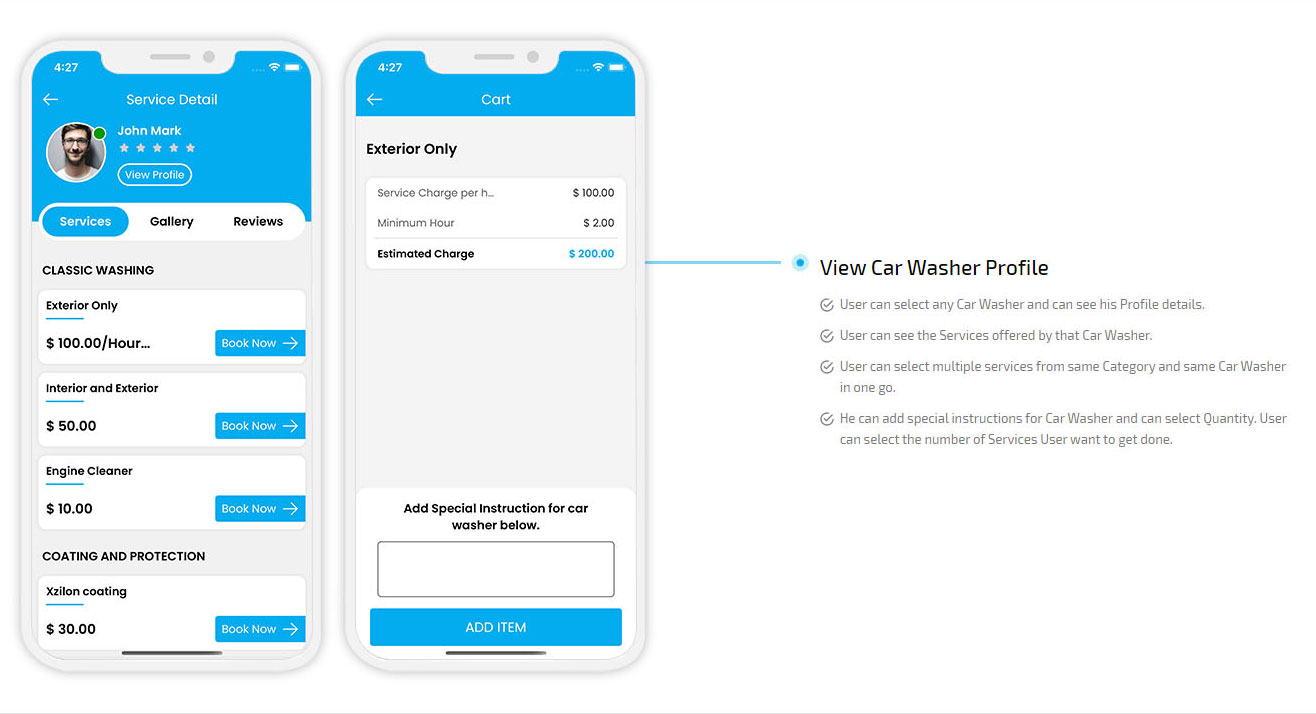 view car washer profile