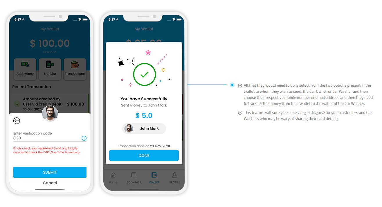 wallet to wallet money transfer