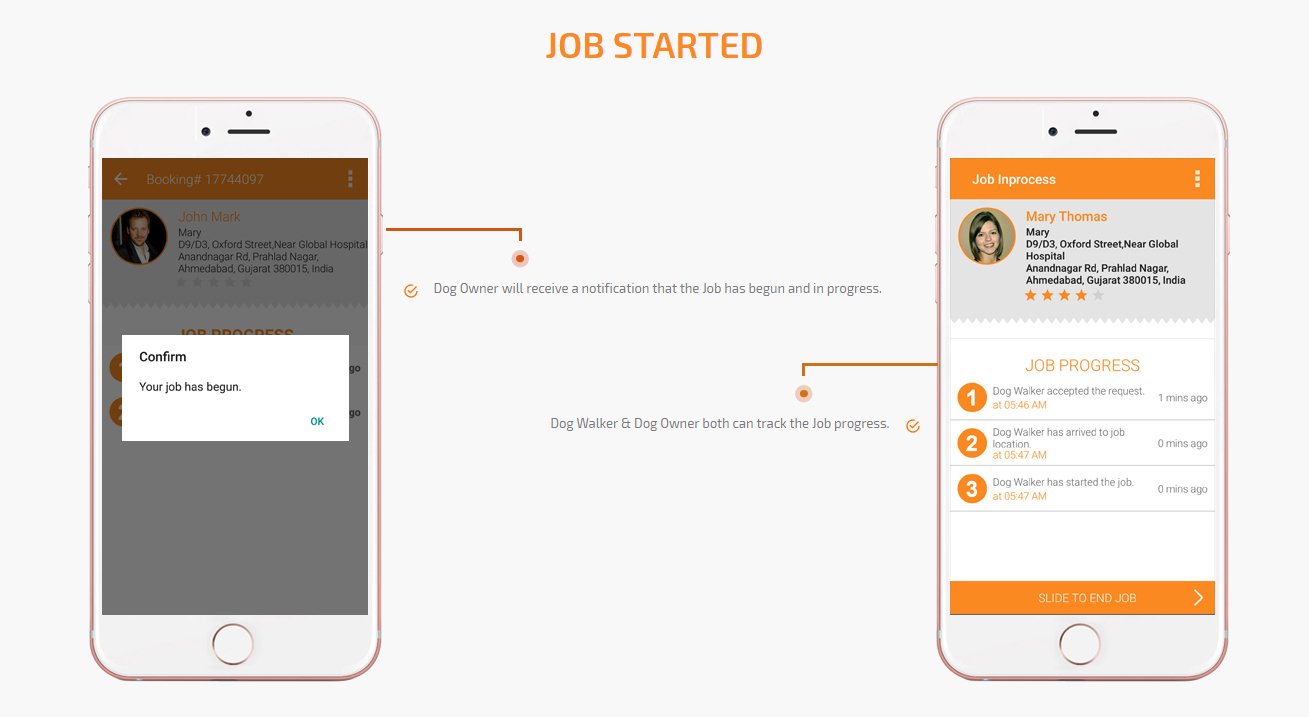 dog owner and dog walker job started screen
