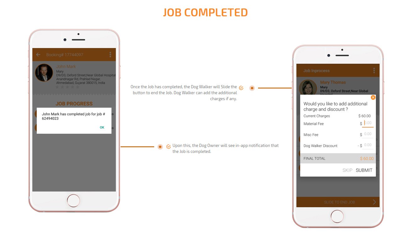 dog walker job completed screen
