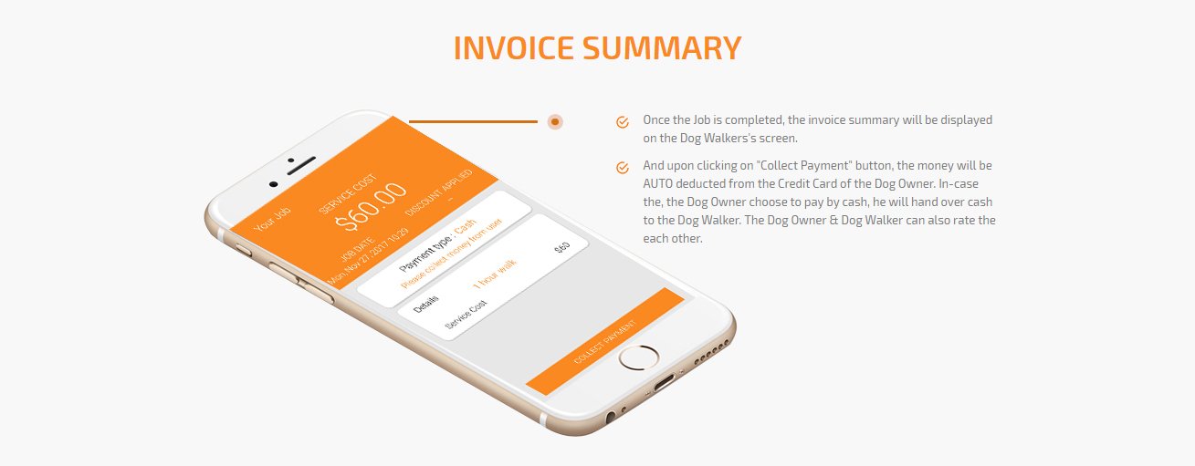 on demand dog walking app invoice summary screen