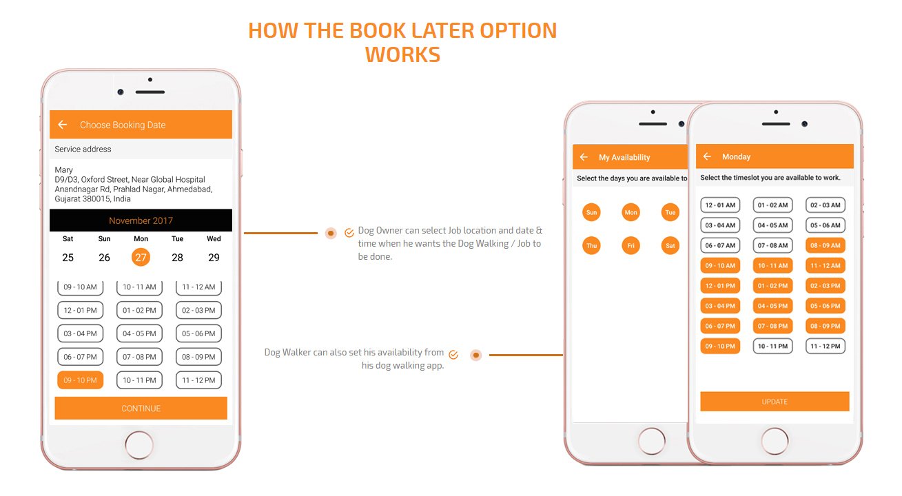 dog owner app book later option screen