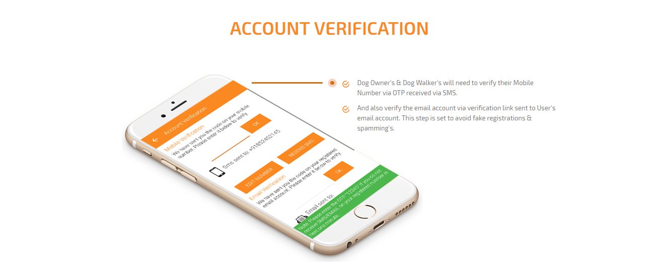 dog owner and dog walker account verification screen