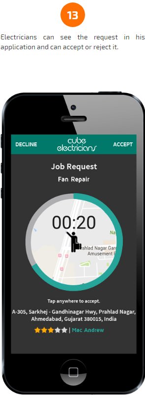 electrician apps request accept or reject screen