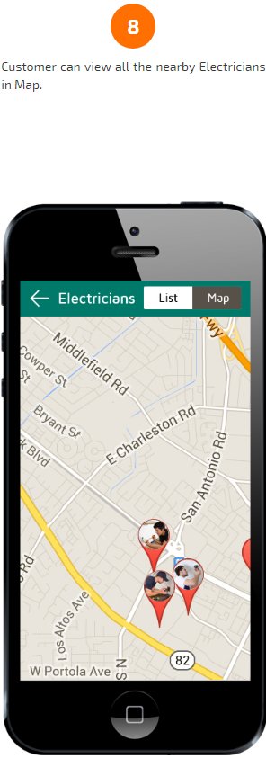 electrician apps map view screen