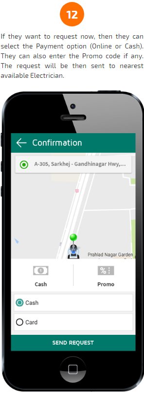electrician apps payment confirmation screen